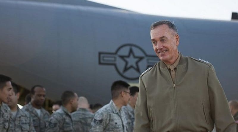 U.S. Marine Corps Gen. Joseph F. Dunford Jr., chairman of the Joint Chiefs of Staff, meets on the flightline of Yokota Air Base, Japan, with U.S. airmen assigned the 374th Airlift Wing, Nov. 4, 2015. DoD photo by U.S. Navy Petty Officer 2nd Class Dominique A. Pineiro