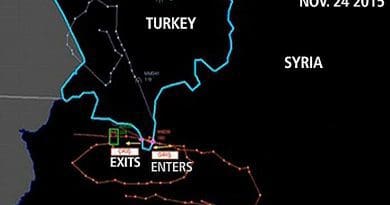 A map released by Turkey shows the flight path of the Russian jet.