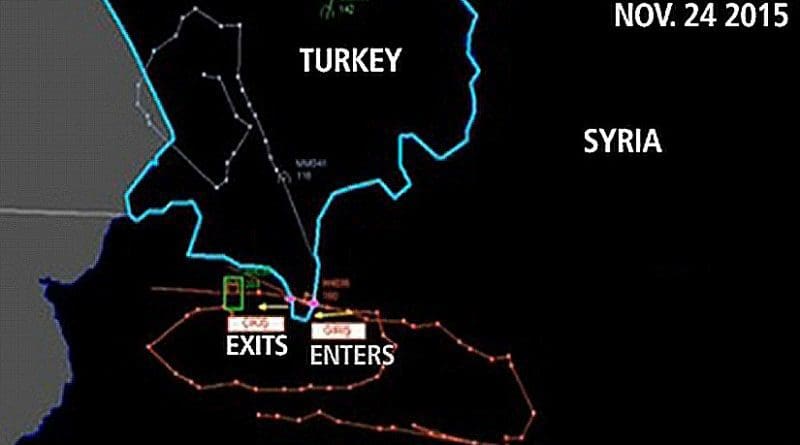 A map released by Turkey shows the flight path of the Russian jet.