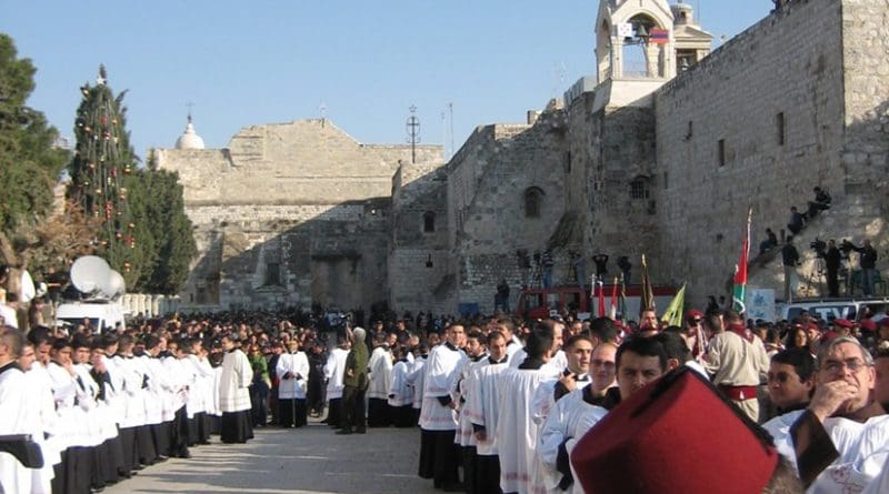 Catholic procession on Christmas Eve in Bethlehem. Photo by Donatus, Wikipedia Commons.