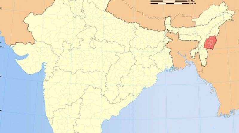 Location of Manipur in India. Source; Wikipedia Commons.