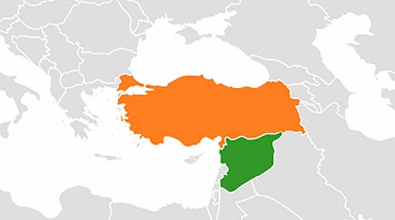 Locations of Syria (green) and Turkey. Source: Wikipedia Commons.