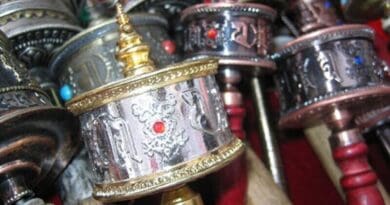 Tibetan prayer wheels.