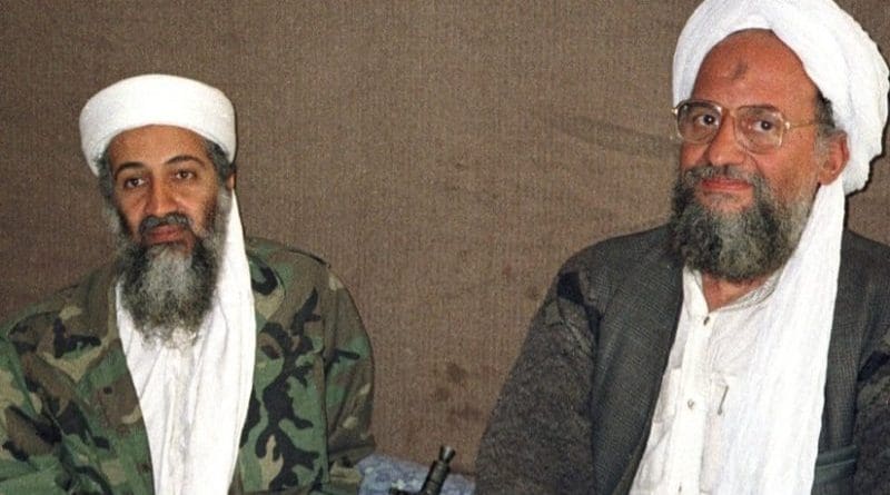 Osama bin Laden sits with Ayman al-Zawahiri in November 2001 photo taken by Hamid Mir. Source: WIkipedia Commons.
