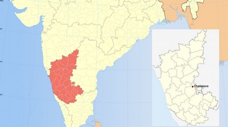 Location of Challakere in India's southern Karnataka state.