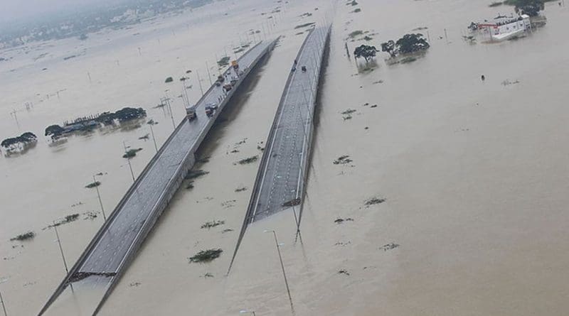 Submerged bridges in Chennai, Tamil Nadu, India. Photo Credit: Indian Air Force, Wikipedia Commons.