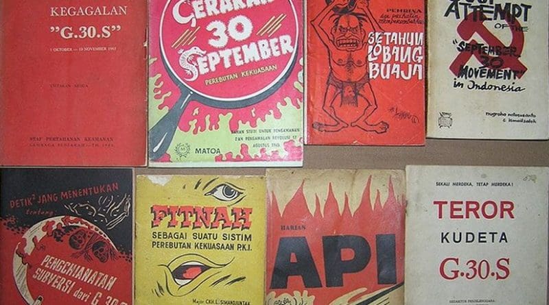 Contemporary anti-PKI literature in Indonesia blaming the party for the coup attempt. Photo by Davidelit, Wikipedia Commons.