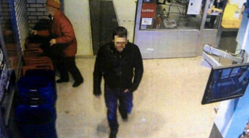 Police claim a video frame gathered in 2012 from a surveillance camera shows the main suspect in the attempted murder of outspoken Uzbek imam Obidkhon Qori Nazarov in the remote Swedish town of Strömsund. The Swedish prosecutor’s office is demanding a life sentence for Uzbek national Yury Zhukovsky, who is accused of shooting Nazarov. (Photo: Swedish Police Authority)