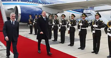 President of Azerbaijan Ilham Aliyev arrived in the Nakhchivan Autonomous Republic. Photo Credit: Azerbaijan President's Office.