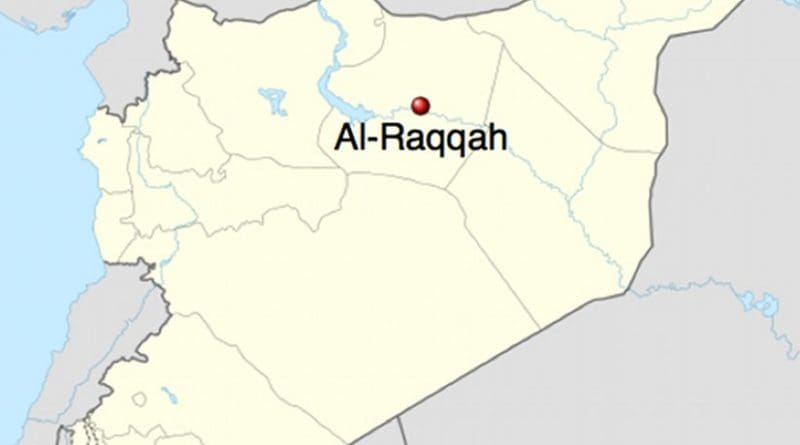Location of Al-Raqqah in Syria. Source: Wikipedia Commons.