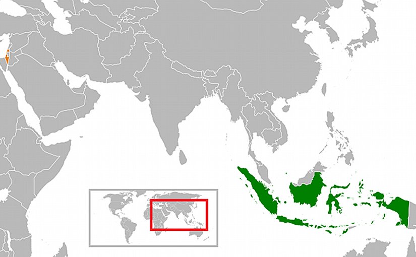 Locations of Indonesia and Israel. Source: Wikipedia Commons.