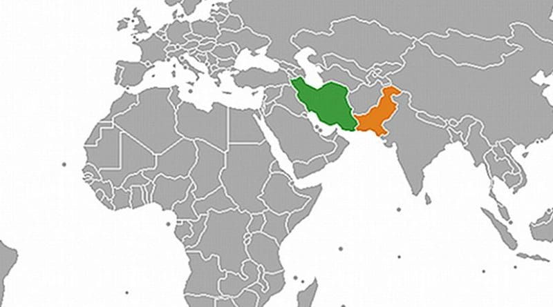 Locations of Iran (green) and Pakistan. Source: Wikipedia Commons.