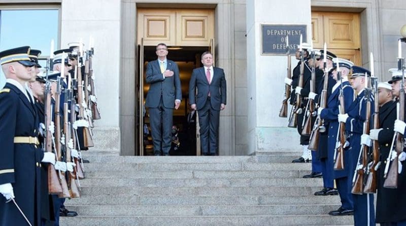 U.S. Defense Secretary Ash Carter renders honors during an enhanced honor cordon welcoming Jordanian King Abdullah II to the Pentagon, Jan. 11, 2016. DoD photo by Army Sgt. 1st Class Clydell Kinchen