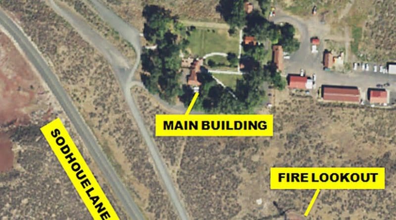 This USGS satellite image of the MNWR headquarters complex is labeled to show key locations referenced in news reports of the militia occupation. Source: Wikipedia Commons.