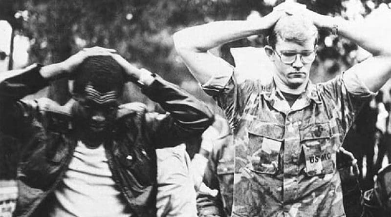 Two American hostages in Iran hostage crisis. Source: revolution.shirazu.ac.ir, Wikipedia Commons.