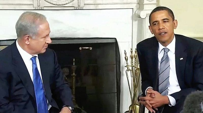 President Barack Obama and Israeli Prime Minister Benjamin Netanyahu deliver a press conference following their meeting in the Oval Office. Screen-shot from official White House video.