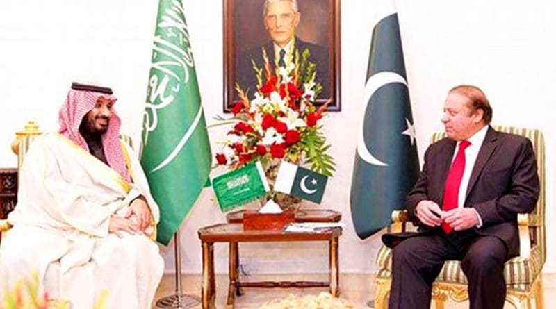 Saudi Arabia's Deputy Crown Prince Mohammed bin Salman holds talks with Pakistani Prime Minister Nawaz Sharif in Islamabad on Sunday. Photo Credit: SPA
