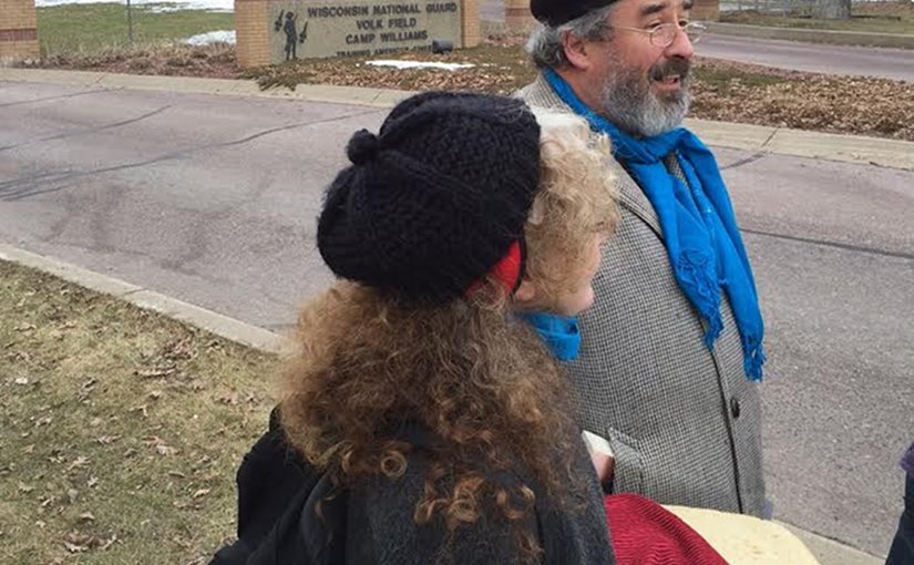 Kathy Kelly and Brian Terrell Arrested for Delivering Loaf of Bread to Drone Base. Source: VCNV