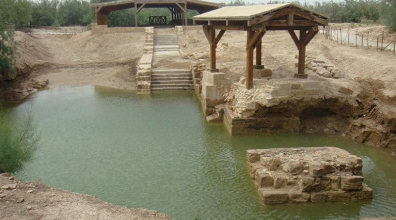 The excavated remains of Al-Maghtas ("Bethany Beyond the Jordan"), in Jordan, site of the Baptism of Jesus. Photo by Producer, Wikipedia Commons.