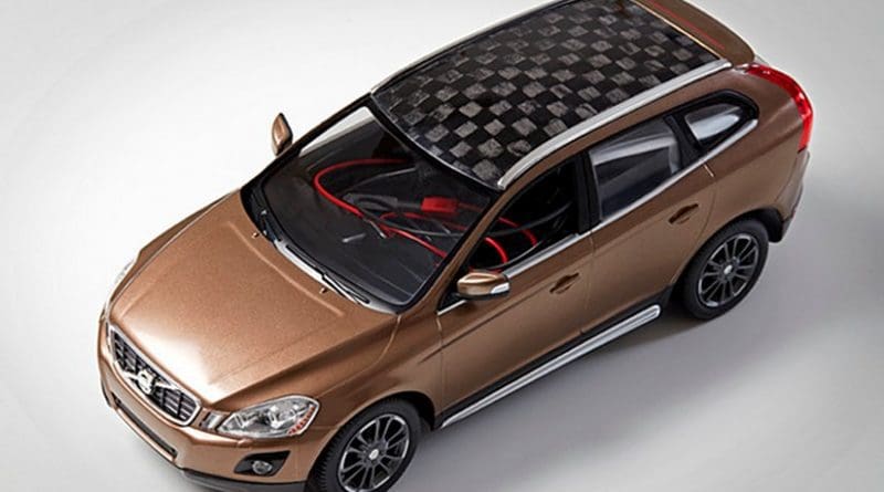 This model car's carbon fibre roof and battery electrodes are made with wood.