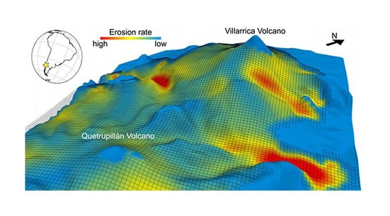 3D model simulation of a glaciation on the Villarrica Volcano (Chile)
