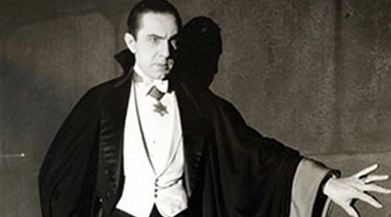 Bela Lugosi as Dracula, anonymous photograph from 1931, Universal Studios, Wikipedia Commons.