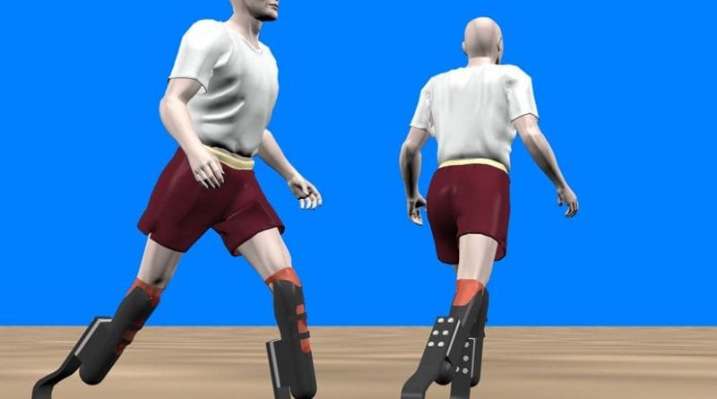 Two runners using Flex-Foot Cheetah or similar elastic prosthetic feet (sometimes called "bladerunners"). Author: Anthony Appleyard, Wikipedia Commons.