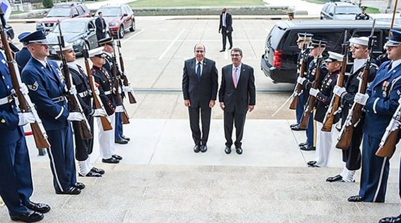 Defense Secretary Ash Carter, center right, hosts an honor cordon welcoming Israeli Defense Minister Moshe Yaalon, center left, to the Pentagon, March 14, 2016. DoD photo by Army Sgt. 1st Class Clydell Kinchen