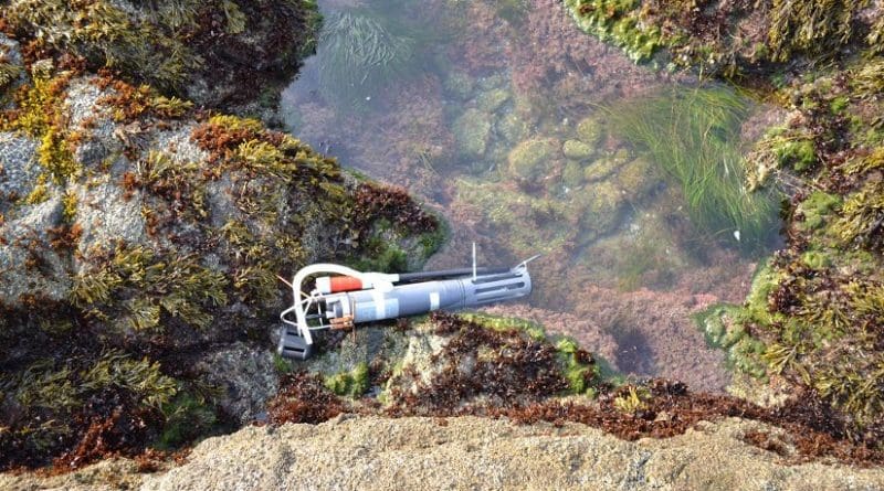 This image shows sampling pump and a device to measure temperature, salinity and depth in a tide pool of the UC Bodega Marine Reserve. Credit Photo credit: Lester Kwiatkowski