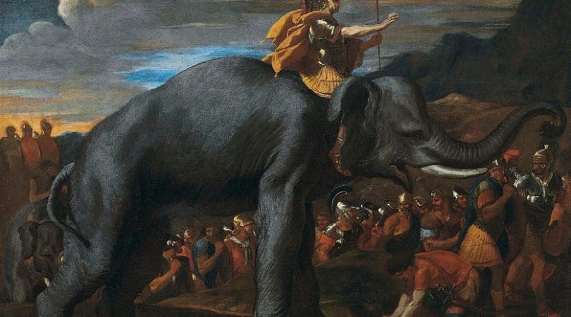 Hannibal traversant les Alpes à dos d'éléphant by Nicolas Poussin