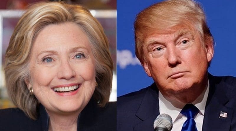 Hillary Clinton and Donald Trump. Photos Wikipedia Commons.