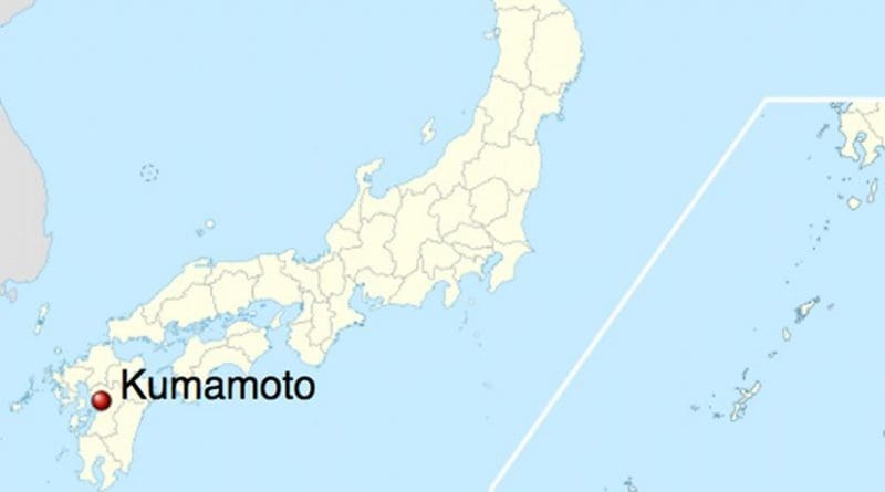 Location of Kumamoto in Japan. Source: Wikipedia Commons.