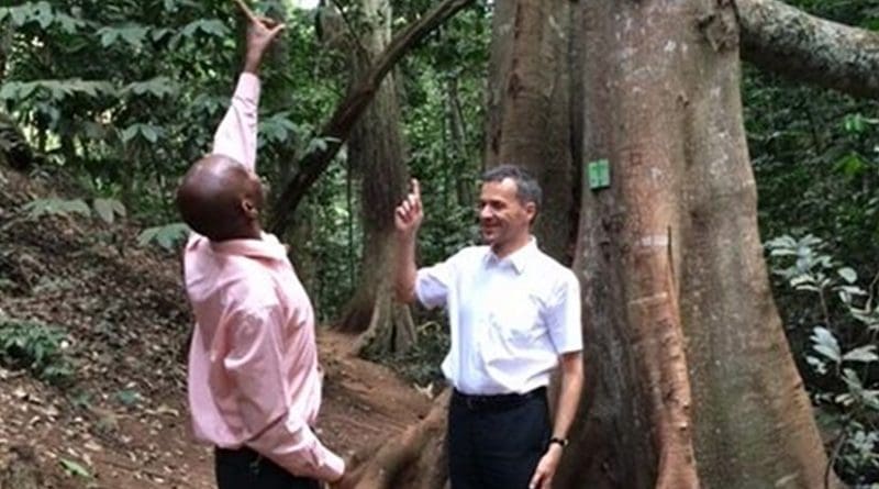 Professor Heiko Balzter at a tour of Karura Forest Reserve in Nairobi with the Kenya Forest Service
