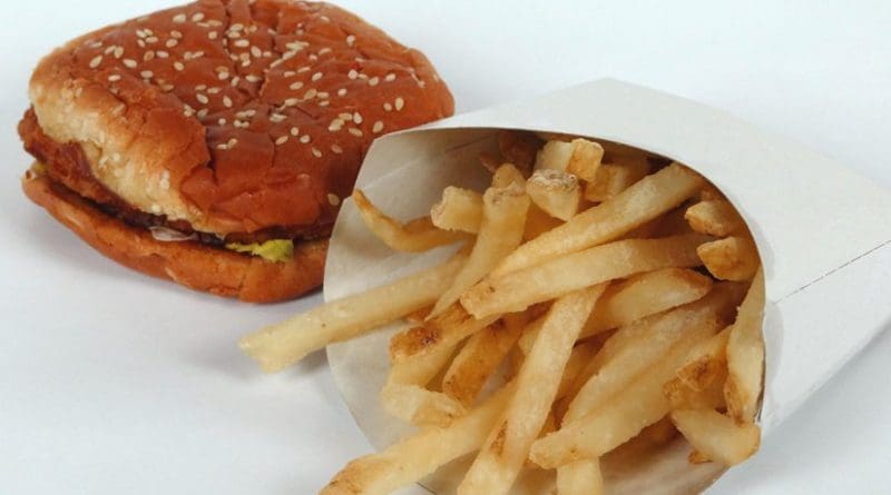 fast food hamburger and fries