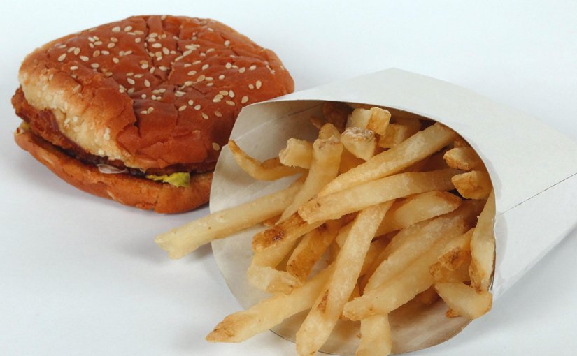 fast food hamburger and fries