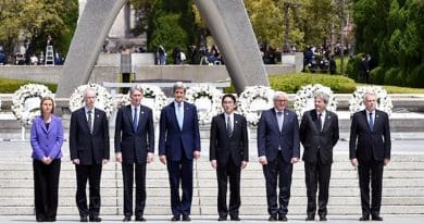 The first visit to the Hiroshima Peace Memorial Park by all the G7 Foreign Ministers. Credit: Ministry of Foreign Affairs, Japan.