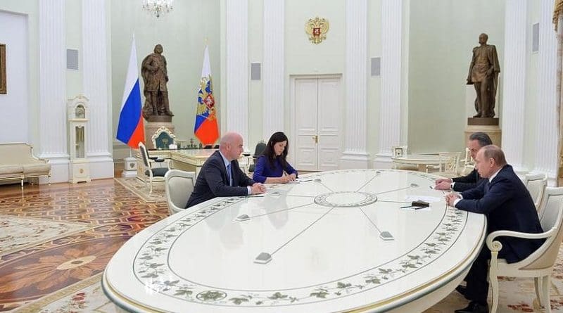 Russia's Vladimir Putin meets with FIFA President Gianni Infantino. Credit: Kremlin.ru