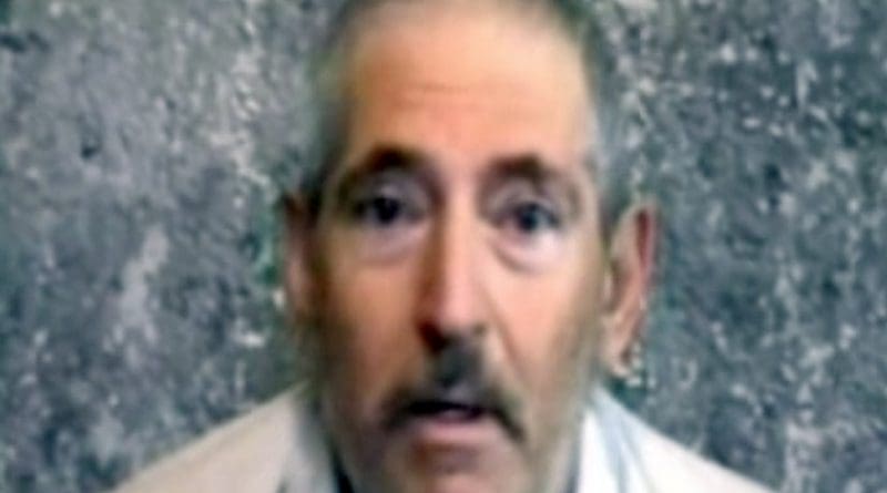 This is a screenshot of kidnapped Robert Levinson from a video sent to his family on December 9th 2011. Source: Wikipedia Commons.