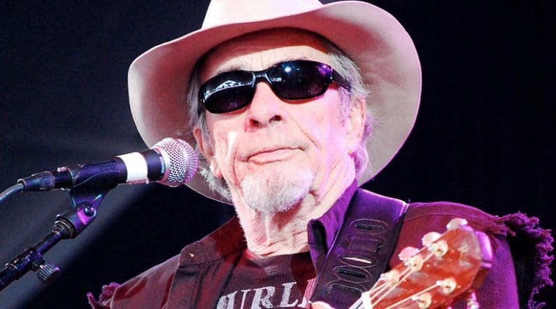 Merle Haggard performing at Bonnaroo in Manchester, Tennessee in 2009. Photo by whittlz, Wikipedia Commons.