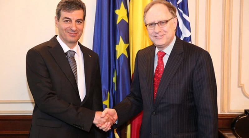 NATO Deputy Secretary General Alexander Vershbow meets with the Minister of National Defence of Romania, Mihnea Motoc. Photo Credit: NATO