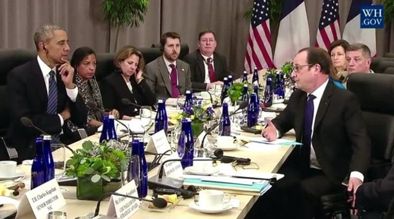 President Obama Holds a Bilateral Meeting with President Francois Hollande of France. Screenshot from White House video.