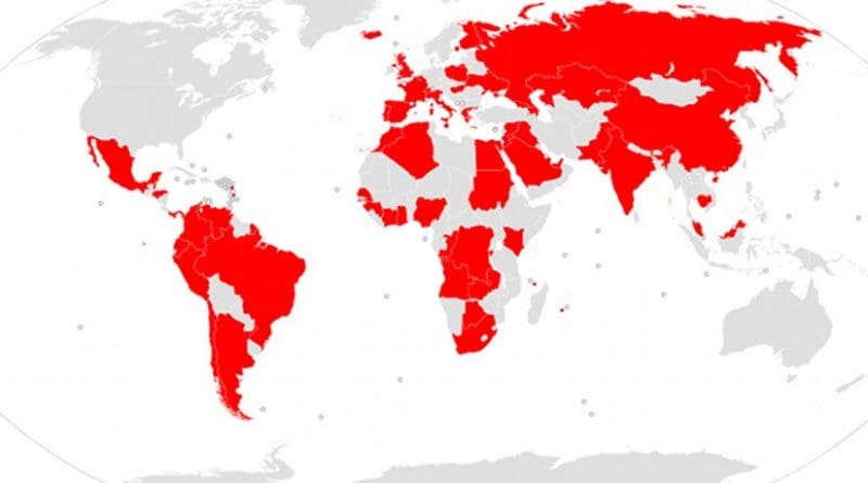 Countries with politicians, public officials or close associates implicated in the leak as of April 3, 2016. Graphic by JCRules, Wikipedia Commons.