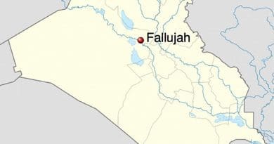Location of Fallujah in Iraq. Source: Wikipedia Commons.