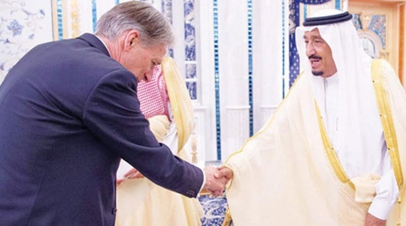 Saudi Arabia's King Salman receives British Foreign Secretary Philip Hammond in Jeddah, Saudi Arabia. Photo Credit: SPA