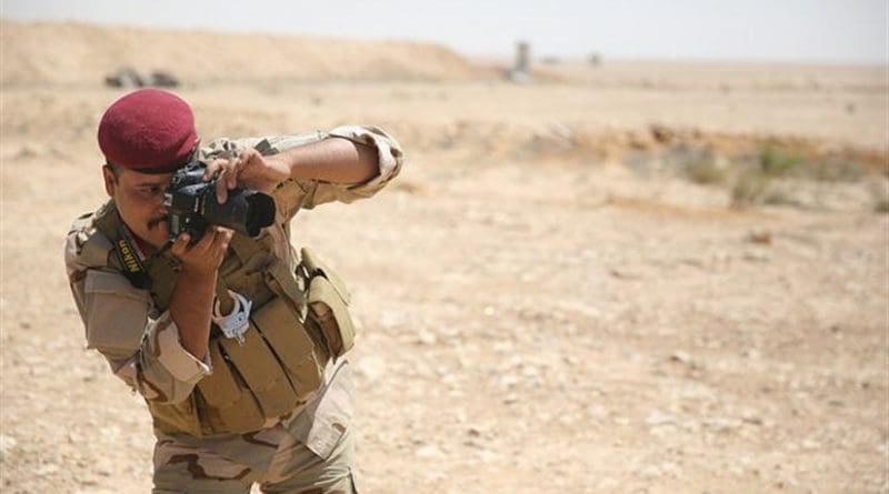 An Iraqi soldier practices using a camera during media cell training at Al Asad Air Base, Iraq, June 27, 2015. Through advise-and-assist and building-partner-capacity missions, Combined Joint Task Force Operation Inherent Resolve spokesman Army Col. Steve Warren told Pentagon reporters May 18, 2016, the multinational coalition has trained more than 31,000 Iraqi forces. Marine Corps photo by Cpl. Jonathan Boynes