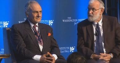Former Saudi intelligence chief Prince Turki bin Faisal and retired Israeli Major General Yaakov Amidror together at a Washington event hosted by The Washington Institute for Near East Policy. (Photo: Youtube).