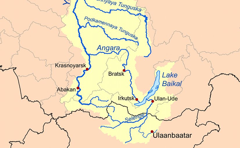 Ангара на карте океанов