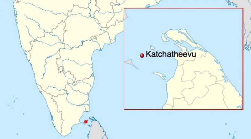 Location of Katchatheevu, administered by Sri Lanka and disputed by India.