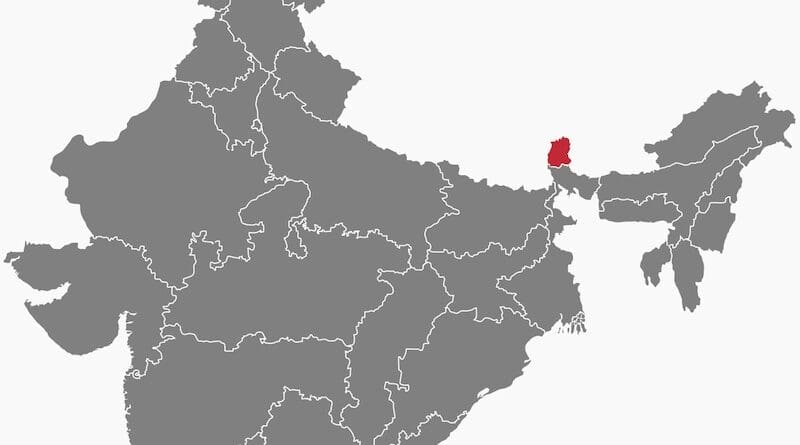 Locaation of Sikkim in India. Source: Wikipedia Commons.