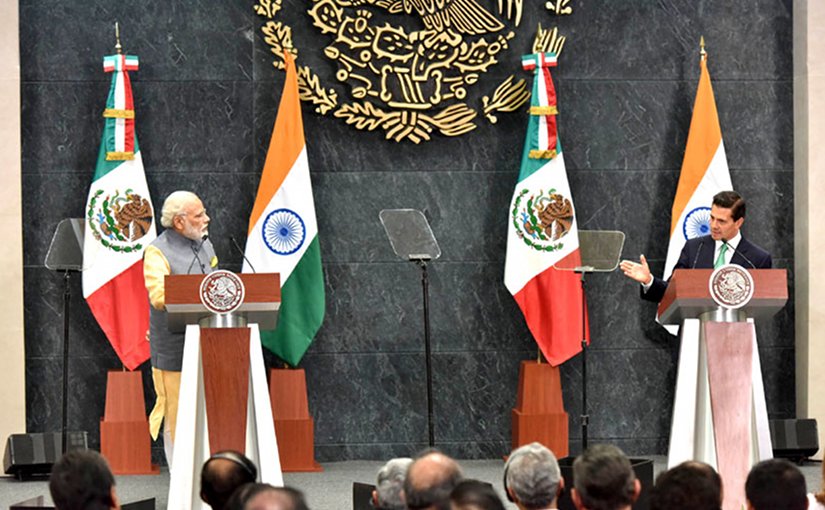 The Prime Minister, Shri Narendra Modi in joint media briefing with the President of Mexico, Mr. Enrique Peaa Nieto at the official residence of Los Pinos, Mexico on June 08, 2016.. Source: India PM Office